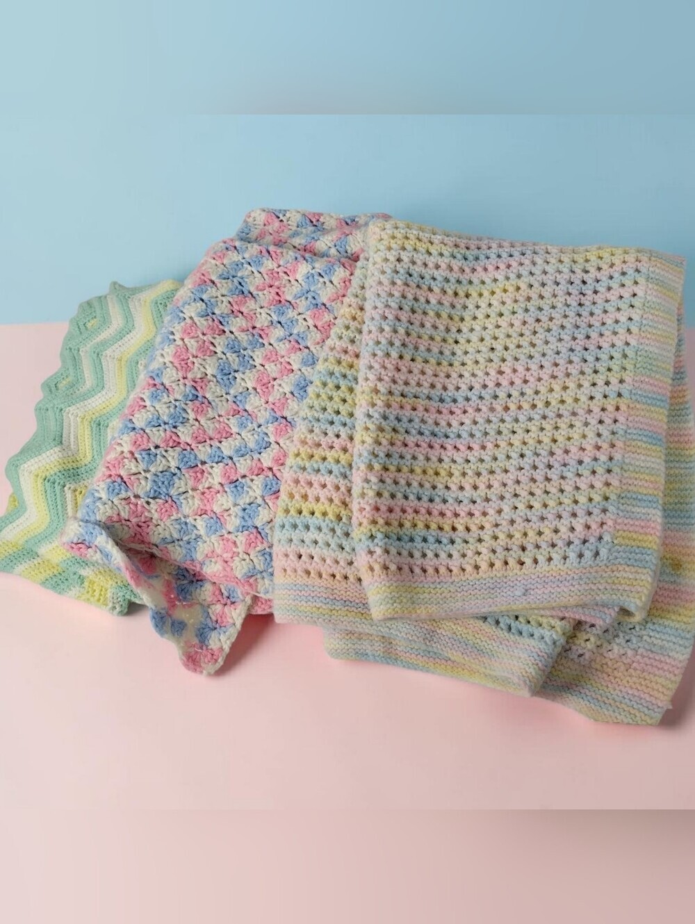 Baby Blankets Hand Made Lot Of 3 Crib Sleeping